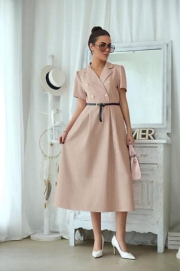 etno odeca: ✅Elegantna midi haljina sa kratkim rukavima i prugama
💫2700 din — 2