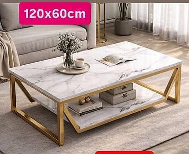 kuhinjski barski stolovi: Klub sto 120 x 60 cm – moderan dizajn sa mermernim izgledom - — 1