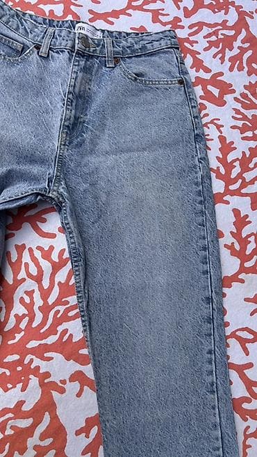 kargo pantalone: ZARA ženske farmerke – svetloplavi isprani denim 38 velicina. - — 3