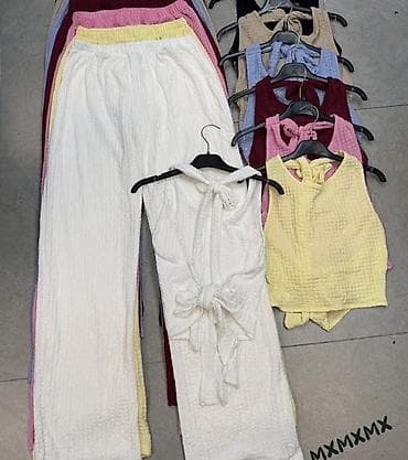 nakit za struk: Ženski komplet – top bez rukava + široke pantalone. - Top: pripijena — 8