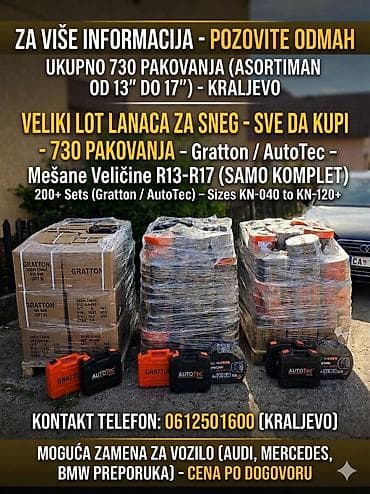 bmw felne 17: Veliki lot lanaca za sneg – Gratton i AutoTec - Ukupno 730 pakovanja — 1