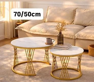 etno stolovi: Set od 2 klub stola – prečnici 70 cm i 50 cm - Dizajn: okrugle ploče — 2