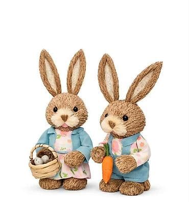 Daske za peglanje: Dekorativni zeka figure – par - Materijal: prirodna vlakna/rašćka — 2