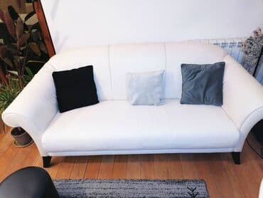 vitorog komode za spavacu sobu: Beli trosed sa foteljom Beli trosed u odličnom stanju materijal — 6