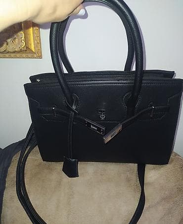 Lične stvari: Veoma lepa Birkinka Crna damska torba – klasičan tote/Birkin stil - — 10