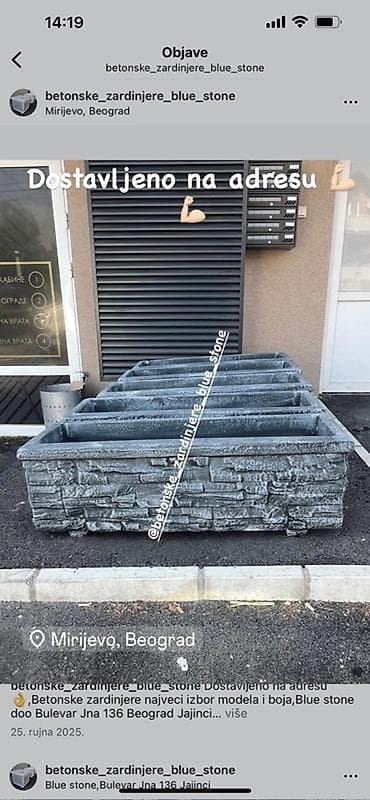 stolic: Betonske žardinjere Blue Stone - Materijal: armirani beton, presovan — 1