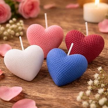 Dekorativne sveće u obliku srca - Ručno rađene, teksturirane sveće sa