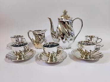 sigma porcelan: Porcelanski set za kafu/čaj sa srebrnim prelivom – komplet za 6 osoba — 1