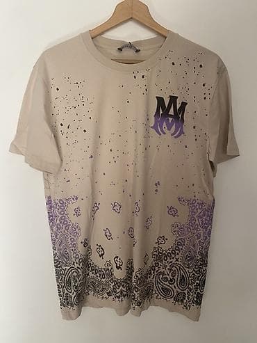 ljubicaste tn: AMIRI majica – bandana i paint‑splatter print Veličina XL - Model — 2