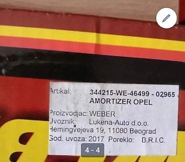 komutator golf 2: WEBER amortizer – prednji, za Opel Astra F (1991–1998) - Proizvođač — 4