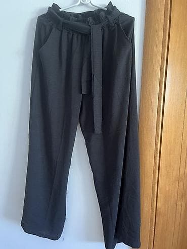 elixir parfemi: Ženske široke pantalone – crne - Model sa visokim strukom i naboranim — 1