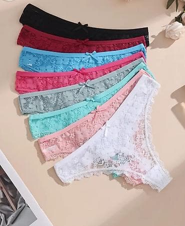 Muška obuća: Ženske čipkaste gaćice – set u više boja - Model: tangice/briefs sa — 2
