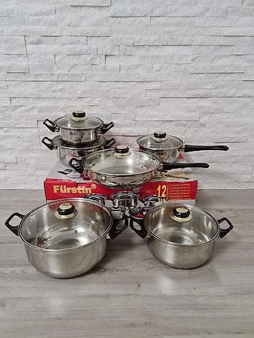 Set šerpi i tiganja Fürstin – 12 delova od nerđajućeg čelika Sadržaj