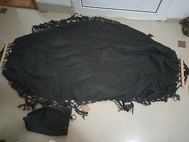 Crna viseća ležaljka sa drvenim prečkama - Materijal: čvrsta tkanina