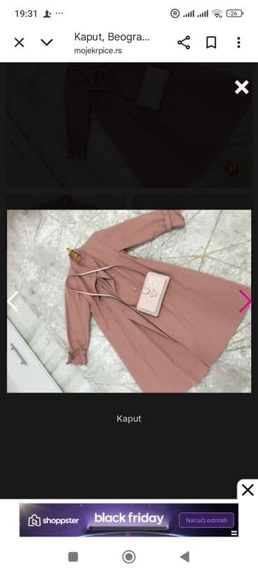 kaputi sa ruskom kragnom: Ženski kaput/trenč u prljavo‑roze (dusty pink) boji. - Kroj — 2