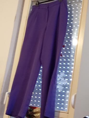 Men's Footwear: Elegantne ženske pantalone – ljubičaste - Kroj: siroke nogavice — 1