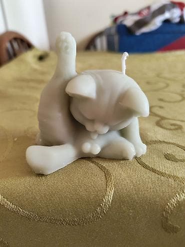 daske za ikone: Sveća u obliku mačke – dekorativna figura - Realističan 3D motiv — 1