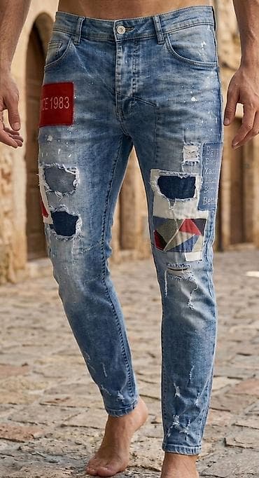 esmara farmerke: Muške farmerke sa patchwork detaljima i izblijedjelim efektom. - — 1