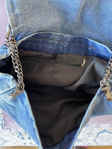 pertle za patike buzz: Džins torba sa lancem za rame - Materijal: svetloplavi denim (pamuk) — 3