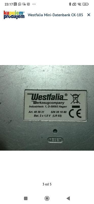 polovna masina za sudove: Westfalia Mini-Datenbank CK-185 – džepni elektronski organizer Opis — 3