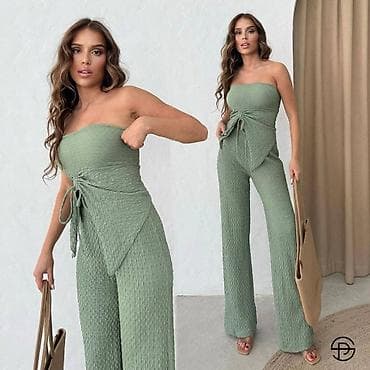 Sets: Ženski jednobojni komplet bez bretela, od elastičnog — 3