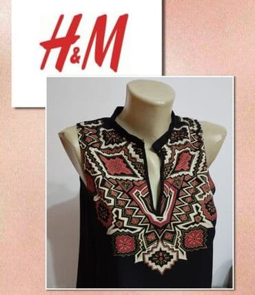 H&M, M, Viskoza, Geometrijski, bоја - Crna