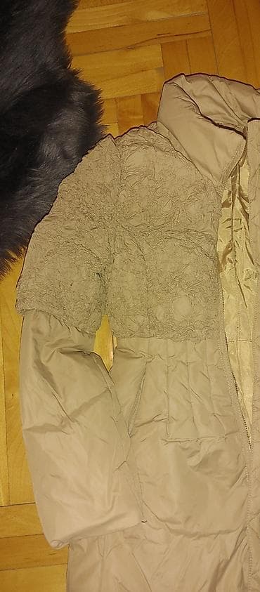 dzemper sa srcima: Ženska zimska jakna/kaput, bež/šampanj ton. - Model duže dužine — 4