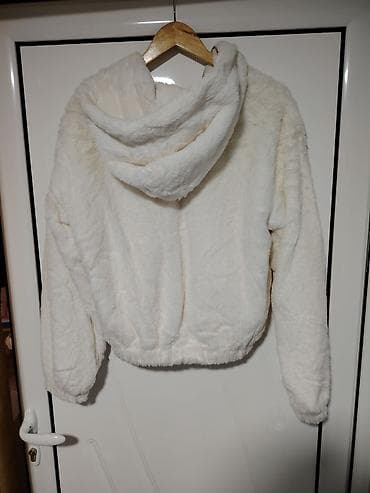 nutriplus vitamin c: Ženska jakna s kapuljačom – mekani „teddy“/pliš materijal, bela boja — 3