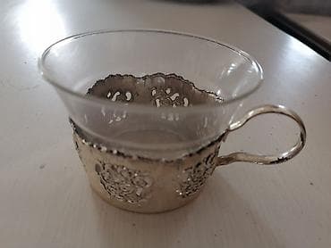 root clean slate: Set od 6 staklenih šoljica sa metalnim (srebrnkastim) držačima/dekorom — 4