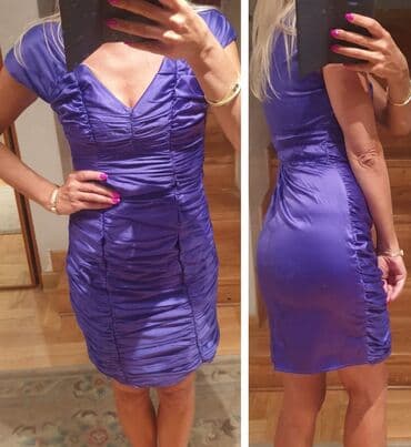 lidl haljine 2024: XS (EU 34), color - Purple, Cocktail, Short sleeves — 1
