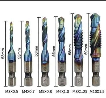 parkside oštrač burgija: Kombinovane plave burgije za rezanje navoja HSS 6kom 1500din — 1