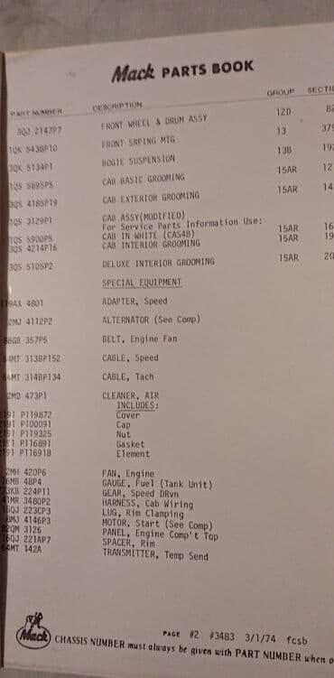 set za ciscenje auta: Knjiga: Katalog rezervnih delova za kamione Mack A4 format,oko 400 — 6