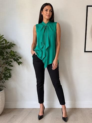 providna bluza: H&M ženska bezrukavna bluza u smaragdno zelenoj boji. - Model — 4