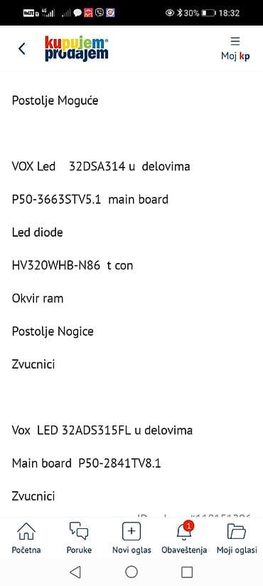 tastatura za tv: Na prodaju delovi za VOX LED televizore. **Delovi za model VOX Led — 1