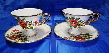 Ostala kuhinjska oprema: Set od dve šoljice za čaj/kafu sa tacnama – dekorativni porculan - — 5