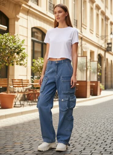 sljokicaste pantalone: L, Normalan struk — 1