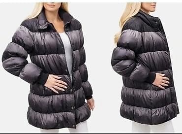 dzemper na preklop: Ženska zimska jakna – puffer model do sredine butine - Kroj: duži — 1