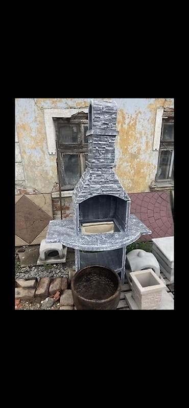 ugaona kuhinja: Vrtni roštilj/peć od betona sa dimnjakom - Masivna konstrukcija od — 1