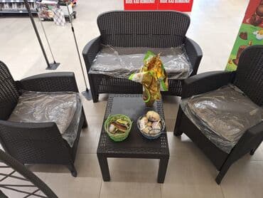 Baštenska ganitura, Plastika, bоја - Siva, Novo