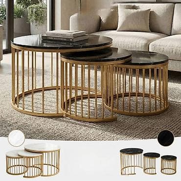 stilska vitrina: 🪑✨ Set modernih stolića MILANO – 3 komada – imitacija mermera ➡💰 — 1