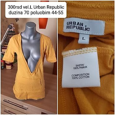 pull and bear pantalone zenske: Urban Republic majica/tunika, veličina L. - Boja: senf/žuta - — 1