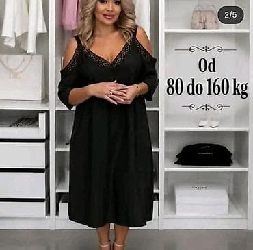 Women's Clothing: Haljina sa čipkanim detaljima siroka. - Model: midi dužina,A-kroj. - — 1