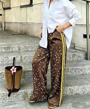 Pantalone: Pantalome široke pantalone sa animal printom. - Široke — 2
