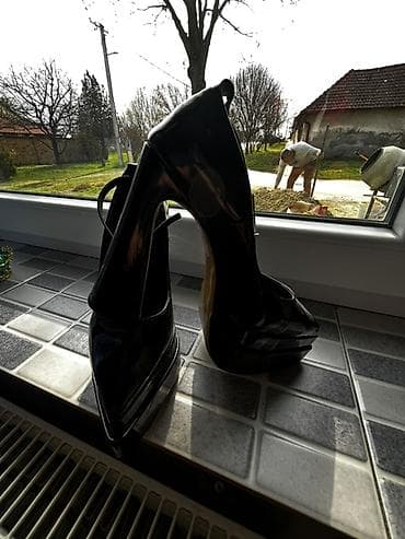 espadrile zenske replay: Crne sjajne ženske štikle s platformom - Model: klasične salonke sa — 2