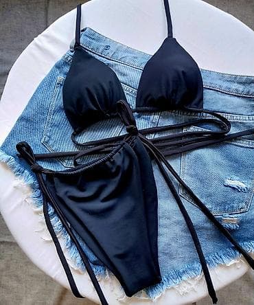 roberto cavalli deca: Crni bikini set – trodelni - Gornji deo: klasičan trouglasti bikini — 5