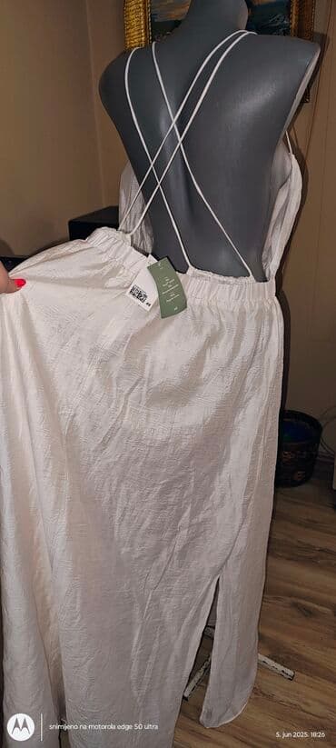 enigma haljine: H&M 6XL (EU 52), color - White, Evening, With the straps — 6