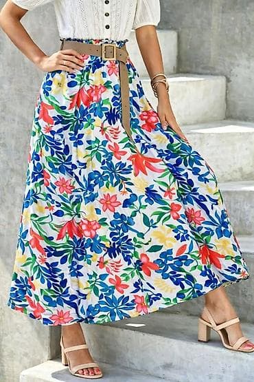 ugg bez: Ženska maksi suknja s tropskim cvetnim printom - Dužina: maksi — 3