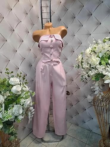 biserno: Ženski dvodelni komplet – top bez bretela i pantalone širokih — 1