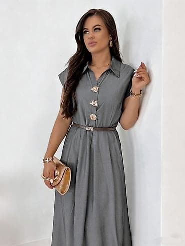 Lične stvari: 💫💫Ženska midi košulja-haljina sa pojasom - Elegantna A-kroj silueta — 7