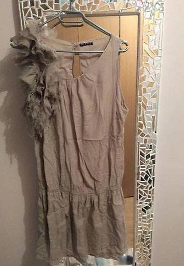 Sisley krem/braon haljina. L velicina. Duzina 94cm. Dva puta nosena